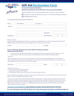 Fillable Online DONATION FORM AND GIFT AID DECLARATION Fax Email Print