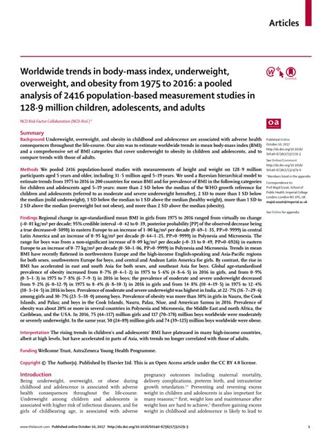 Malaysia national health and morbidity survey. (PDF) Worldwide trends in body-mass index, underweight ...