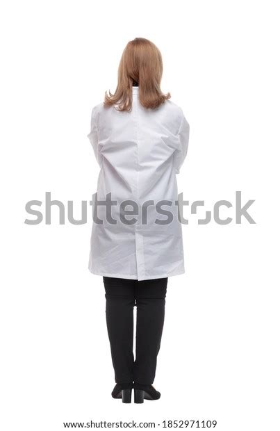 Rear Viewfemale Medic Standing Front Large Stock Photo 1852971109