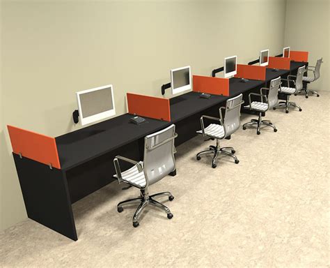 Five Person Orange Divider Office Workstation Desk Set Ot Sul Spo16
