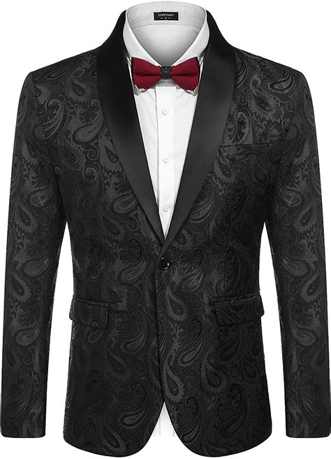 Coofandy Mens Floral Tuxedo Jacket Paisley Shawl Lapel Suit Blazer