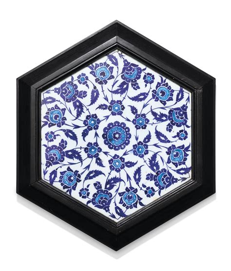 A Blue And White Hexagonal Iznik Tile Ottoman Turkey Circa 1530