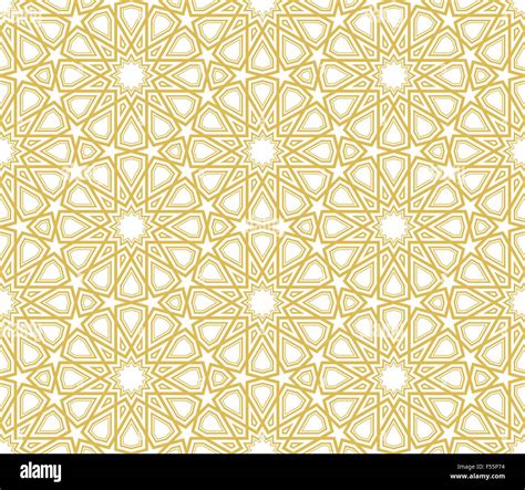 Islamic Star Pattern Golden Lines With White Background Stock Vector