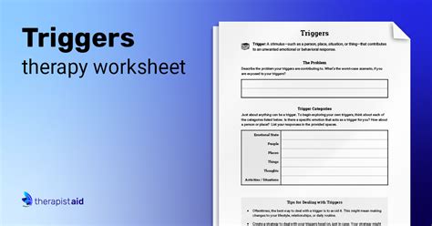 Printable Identifying Triggers Worksheets
