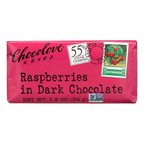 Chocolove Xoxox Premium Chocolate Bar Dark Chocolate Raspberries Mini 1