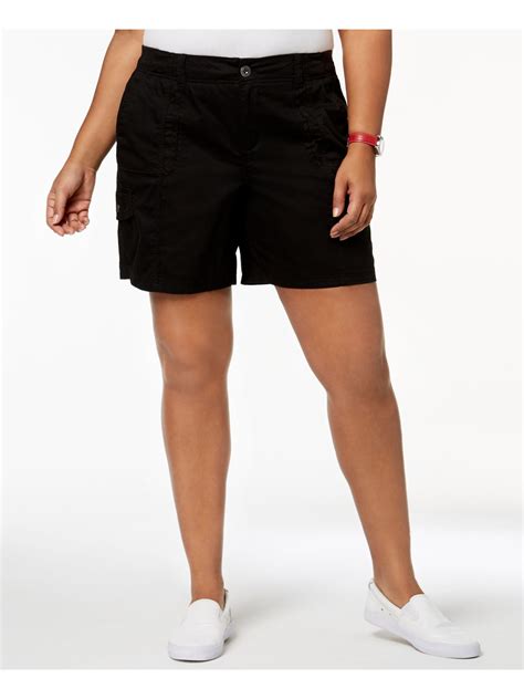 Style And Company Womens Black Pocketed Cargo Shorts Plus 22w