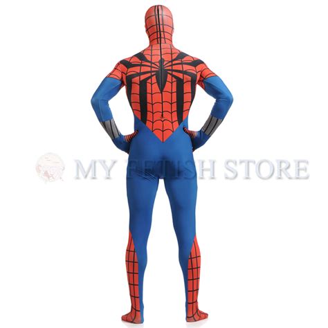 full body red and blue spider man lycra spandex bodysuit cosplay zentai suit halloween fancy