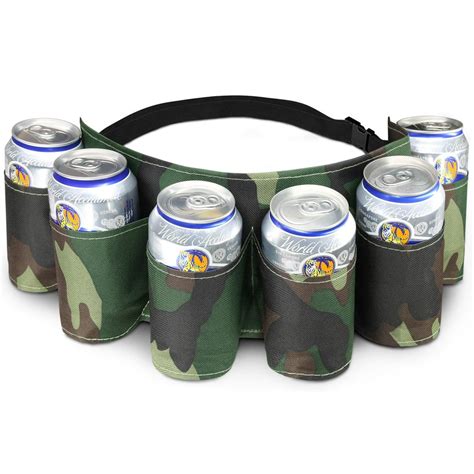 6 Pack Beer Belt With Buckle Camo Beer Holster Belt For Party Picnic