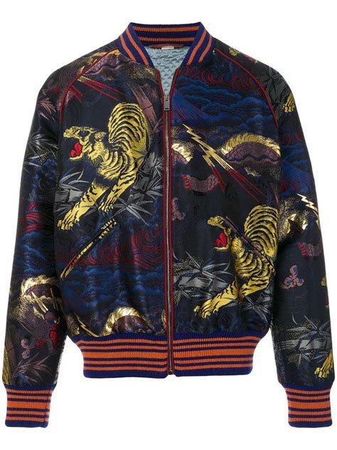Lyst Gucci Tiger Jacquard Bomber Jacket For Men