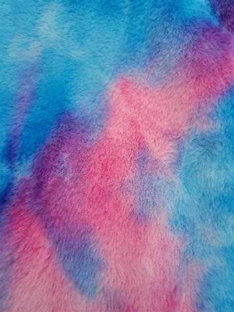Tie Dye Faux Fur Fabric Pinkblue Fabric By The Yard Etsy