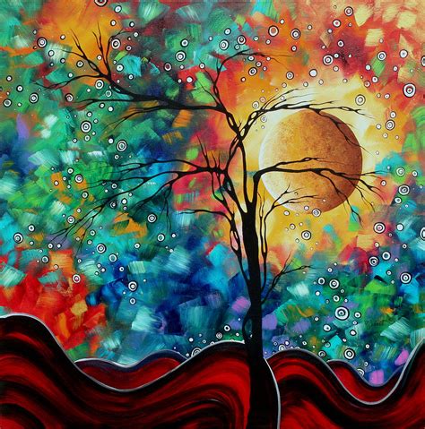 Abstract Art Original Whimsical Modern Landscape Painting Bursting Forth By Madart Painting By