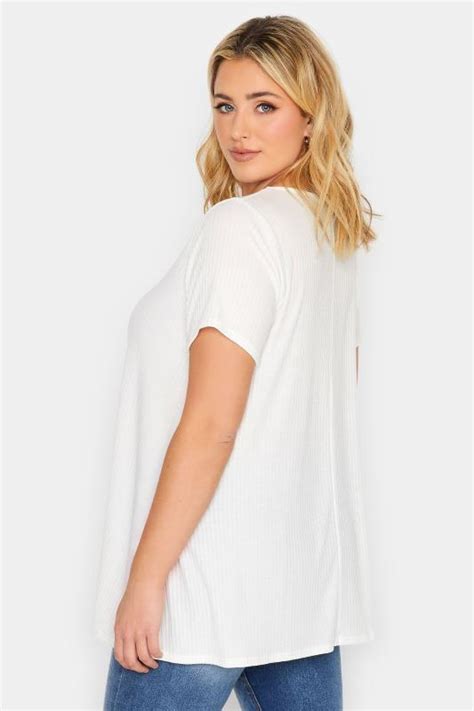 Yours Curve Plus Size White Ribbed Swing T Shirt Yours Clothing