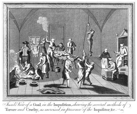 Spanish Inquisition Na Torture Chamber Copper Engraving English