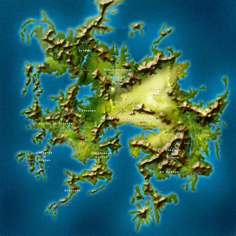 A Map Of A Fantasy World By Echowinds On