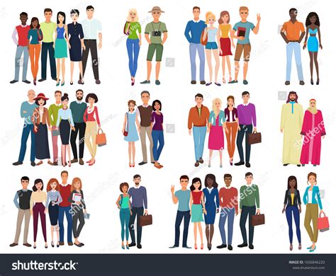 People Groups Couples Collection Diverse Cartoon Stock Vector Royalty Free 1656846220