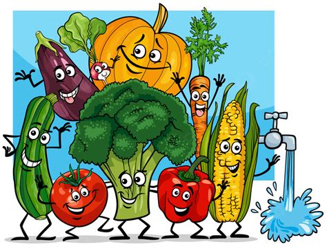 Cartoon Illustration Of Happy Vegetables Food Characters Group