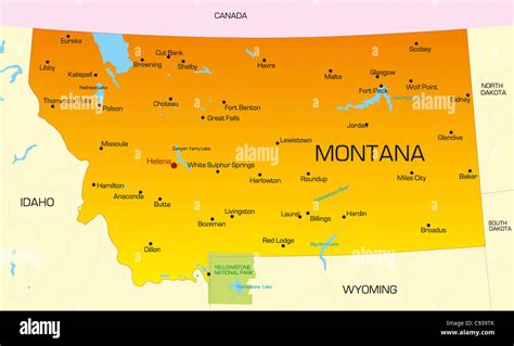 Mapa De Color Vectorial Del Estado De Montana Eeuu Fotografía De