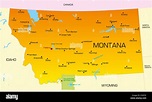 Mapa de color vectorial del estado de Montana. Ee.Uu Fotografía de ...