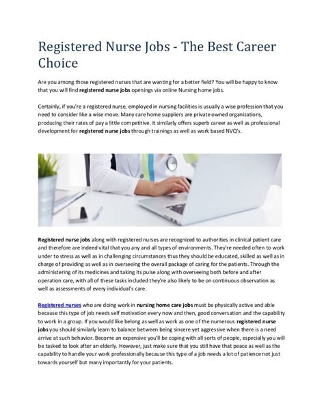 Registered Nurse Jobs The Best Career Choice