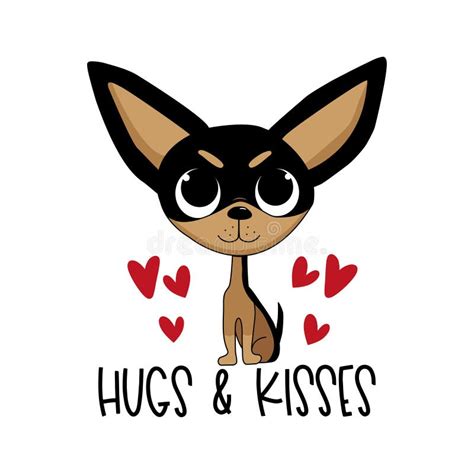 Abrazos Y Besos Lindo Caricatura De Chihuahua Perro Con Corazones
