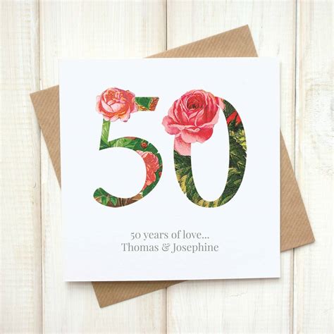 Personalised Golden 50th Wedding Anniversary Card By Chi Chi Moi