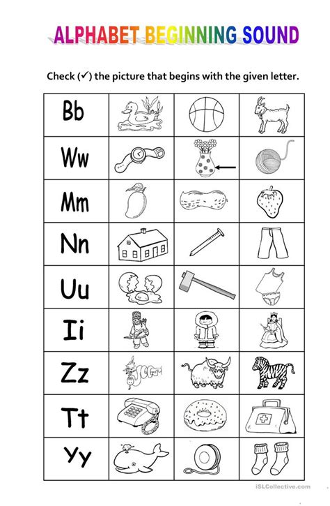 Alphabet Beginning Sound English Esl Worksheets For Distance Learning