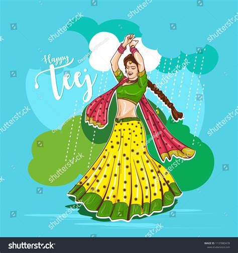 Teej Festival Celebration India Woman Dance Stock Vector Royalty Free 1137880478 Shutterstock