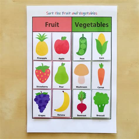 Fruit And Vegetable Sorting Printable Busy Book Page Etsy
