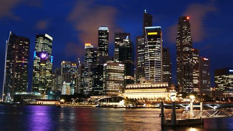City Buildings City Cityscape Singapore Night Hd Wallpaper