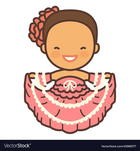 Colombian Girl Pink Dress Flat Royalty Free Vector Image