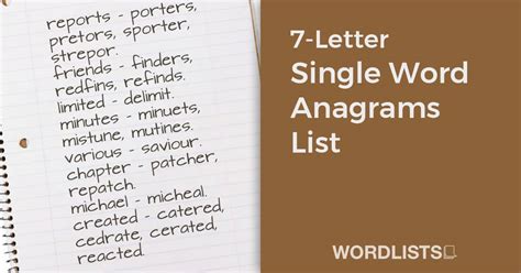 7 Letter Single Word Anagrams List