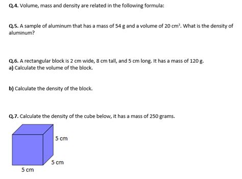 Calculating Density Mass And Volume Worksheet Distance Learning