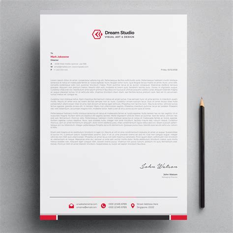 Letterhead Template With Red Details Download Free Vectors Clipart