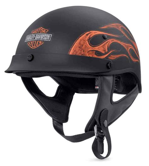 Harley Davidson Mens Wheeler Flames M04 Half Helmet Matte Black