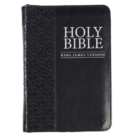 Black Zippered Faux Leather Compact King James Version Bible Kjv Bibles