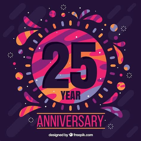 Premium Vector Happy 25th Anniversary Background With Colorful Shapes