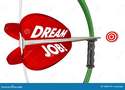 Dream Job Bow Arrow Hitting Target Words Stock Illustration