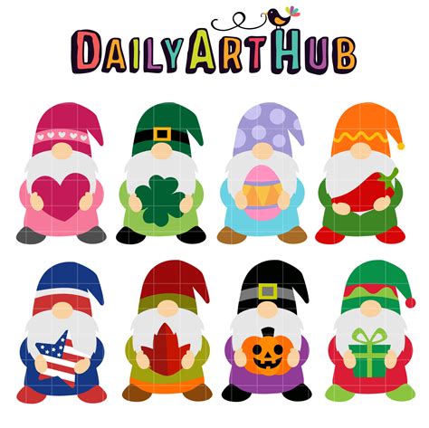 Holiday Gnomes Clip Art Set Daily Art Hub Graphics Alphabets Svg