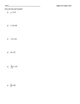 Not sure where to start? Algebra 1 Chapter 2 Test Solving Linear Equations ...