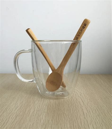 Double Wall 16 Oz Borosilicate Glass Coffee Mug Cup With Bamboo Spoon Buy Coffee Mug Glass