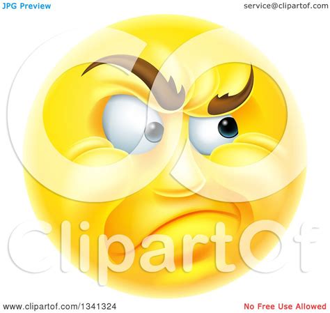Clipart Of A 3d Yellow Smiley Emoji Emoticon Face Looking Skeptical