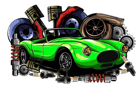 Realistic Car Spare Parts System In Vector Illustration Vector Index