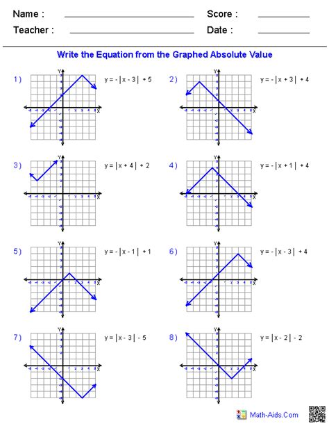 Children are asked to look at the graph and then to use it to answer the simple questions in each worksheet. Algebra 1 Worksheets | Dynamically Created Algebra 1 ...