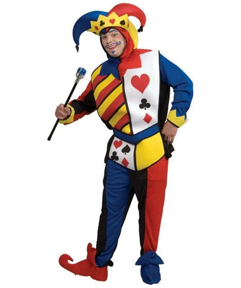 Queen or king of hearts costume, based on the playing card look. Adult PlayingCard Joker Jester Costume - Halloween Costume