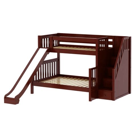 Twin Over Full Medium Bunk Bed With Stairs And Slide