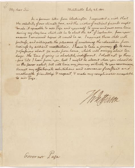 Letter To John Page Nypl Digital Collections