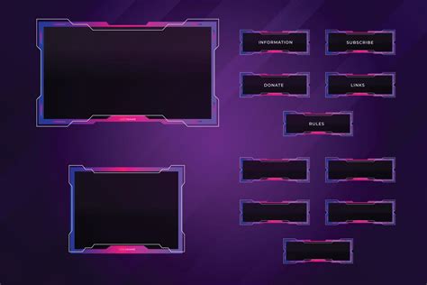 Set Of Modern Twitch Gaming Panels For Ui Design Template 15280448