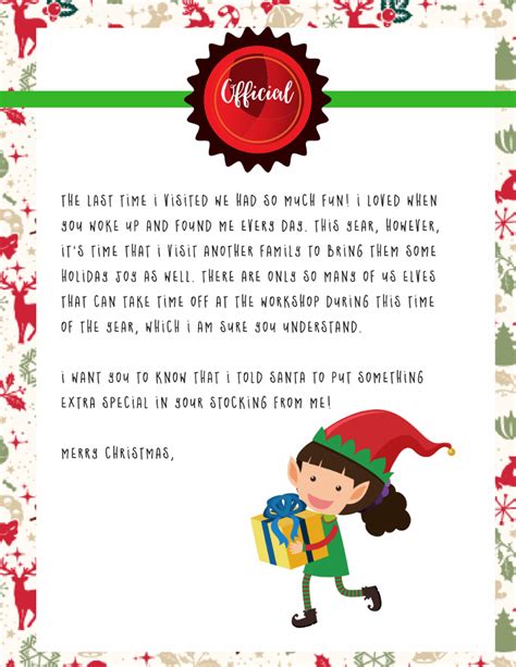 Printable Elf On The Shelf Goodbye Letter Template Printable Templates