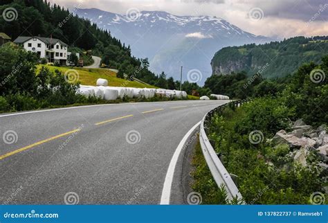 Beautiful Norwegian Nature Mountains Stock Image Image Of Highway