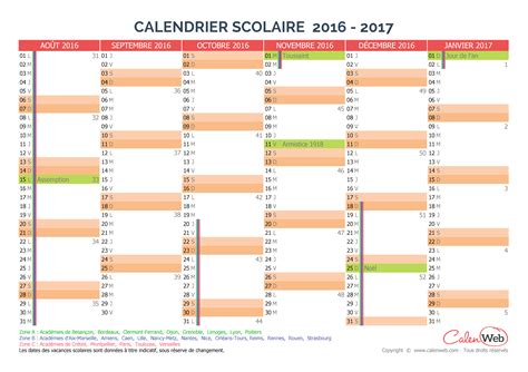 Calendrier Scolaire Semestriel 2016 2017 Avec Affichage Des Jours